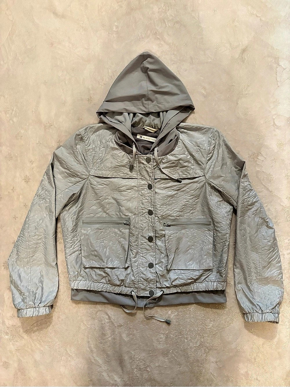 Blanc Noir Light Gray Hooded Zip Jacket Mesh Lined BLJ23000 Size L